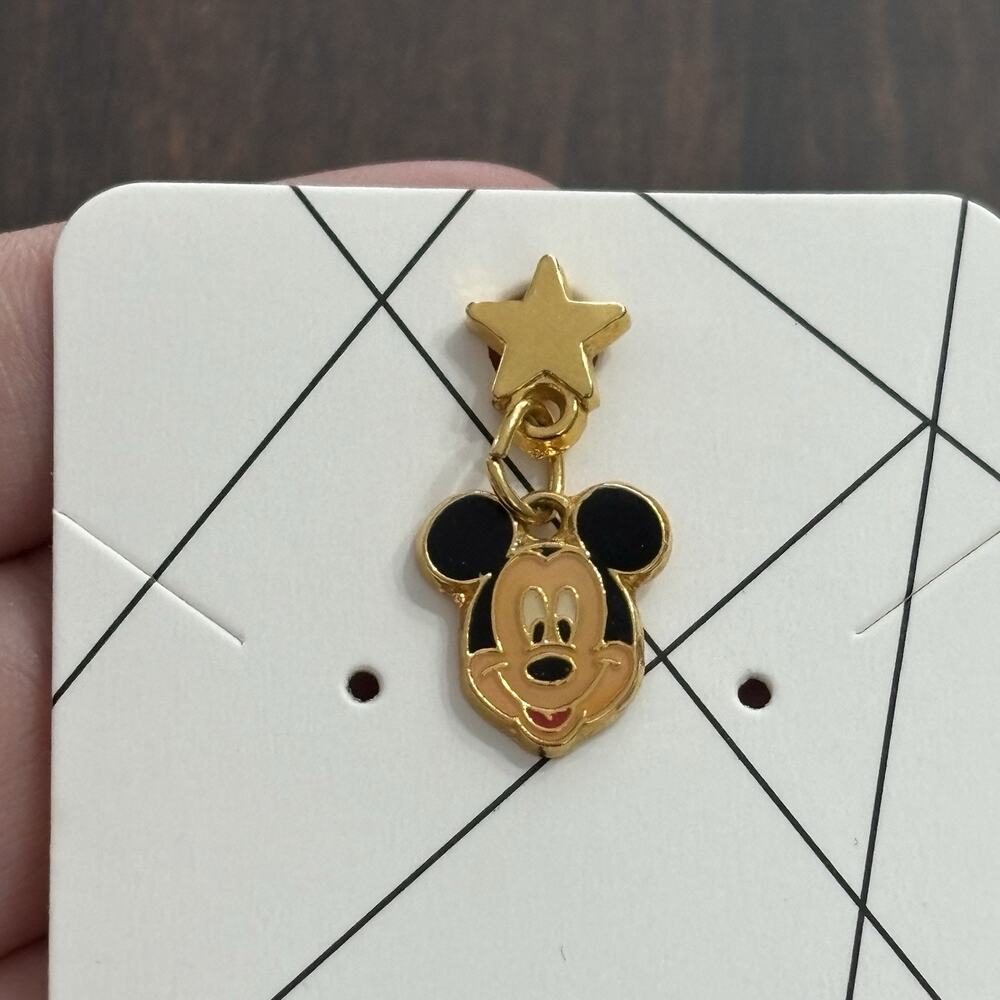 Vt Mickey Mouse Dangle Charm Gold Tone Star Necklace Pendant Disney kidcore Y2K